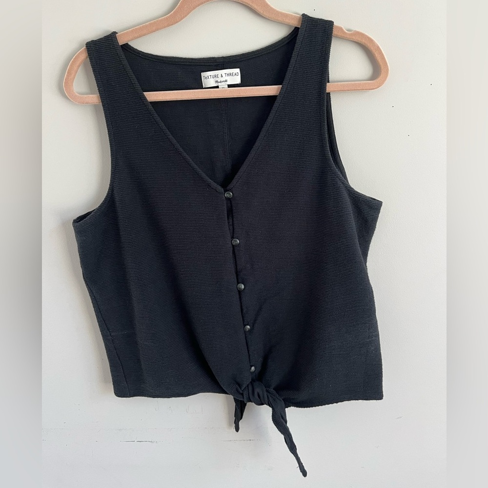 Madewell Texture and Thread Tie Front Button Tank
